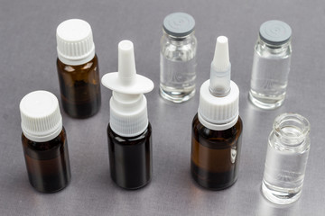 Glass Bottle with medicines. Medical concepts and medicines