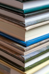 Close up shot of stack of books