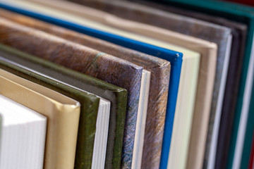 Close up shot of stack of books