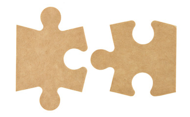 Two pieces of puzzle isolated on white background