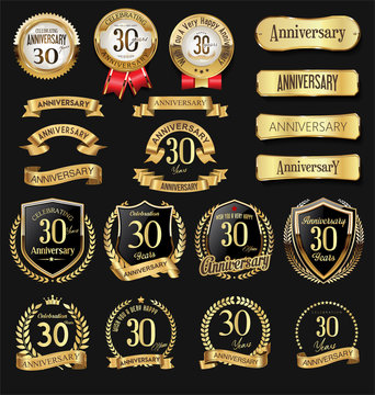 Collection of anniversary golden logotype celebration emblem 