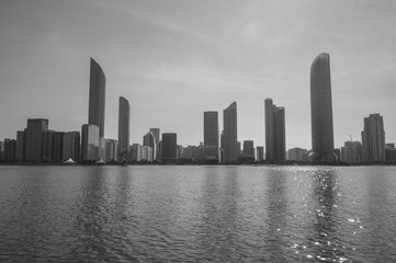 Abu Dhabi cityscape during day time in UAE capital of United Arab Emirates