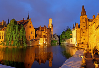 View from the Rozenhoedkaai of the canals of Bruges, Belgium.