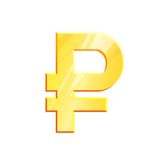 Obraz premium RUB Golden ruble symbol on white background. Finance investment concept. Exchange Russian currency Money banking illustration. Business income earnings. Financial sign stock vector