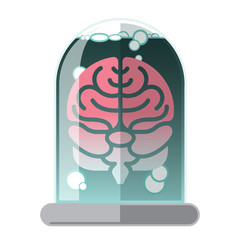 Human Brain in a Jar Abstract Vector Graphic Icon or Logo