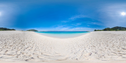 360 photo of the famous beach of Rhodes in the Cies Islands - obrazy, fototapety, plakaty