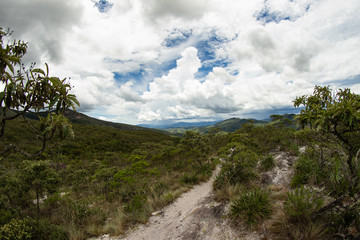 Landscape with mountains and clouds