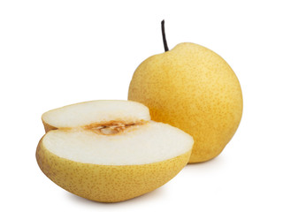 Chinese golden pears on white background. (clipping path)