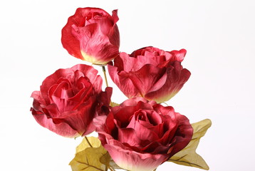 Red colorful textile rose closeup