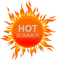 Hot Summer Sun Icon Design, Cartoon Style Illustration
