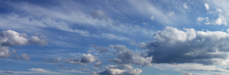 Fototapeta premium Blue sky with white clouds, natural backgrounds, panoramic image