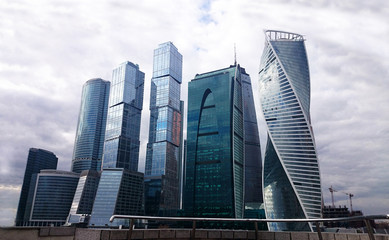 Fototapeta na wymiar Skyscrapers in the city, Moscow, Russia
