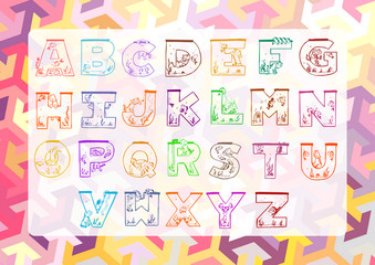 Children's alphabet for printing in a frame, format A3 297x420