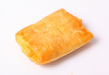 Close up puff pastry on a white background