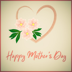 Peonies and heart Mother's Day card