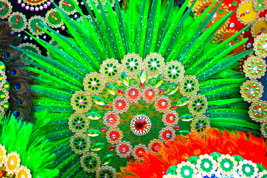 Close detail of carnival dress details.