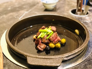 Korean beef with mushrooms and vegetables