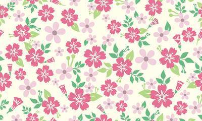 Seamless pattern background for Botanical leaf, with flower decor.