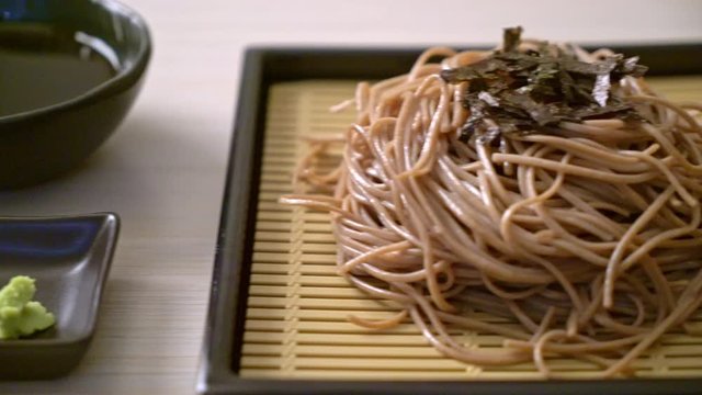 cold buckwheat soba noodles or zaru ramen - Japanese food style