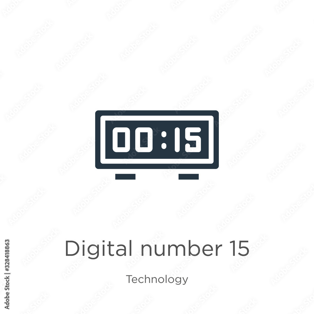 Poster digital number 15 icon vector. trendy flat digital number 15 icon from technology collection isolate