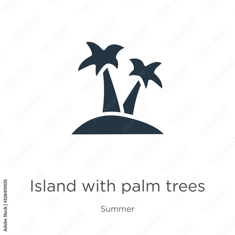 Poster island with palm trees icon vector. trendy flat island with palm trees icon from summer collection i