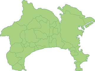 神奈川県の地図_市町村ごとに色を変えられます