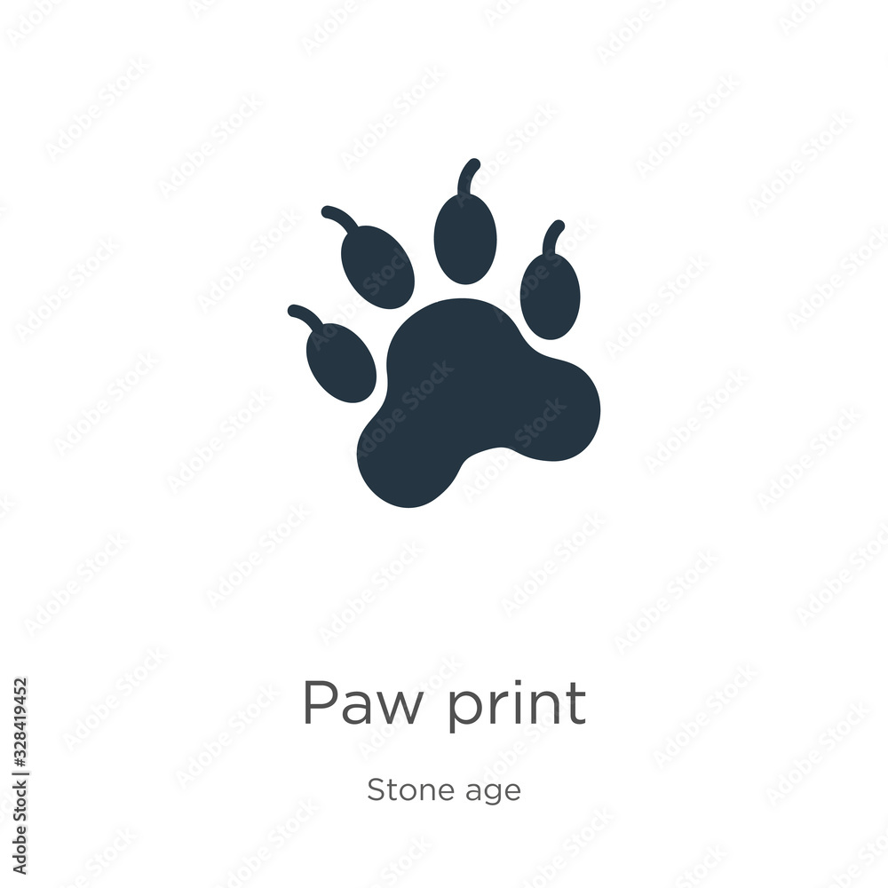 Poster paw print icon vector. trendy flat paw print icon from stone age collection isolated on white backgr