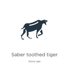Saber toothed tiger icon vector. Trendy flat saber toothed tiger icon from stone age collection isolated on white background. Vector illustration can be used for web and mobile graphic design, logo,