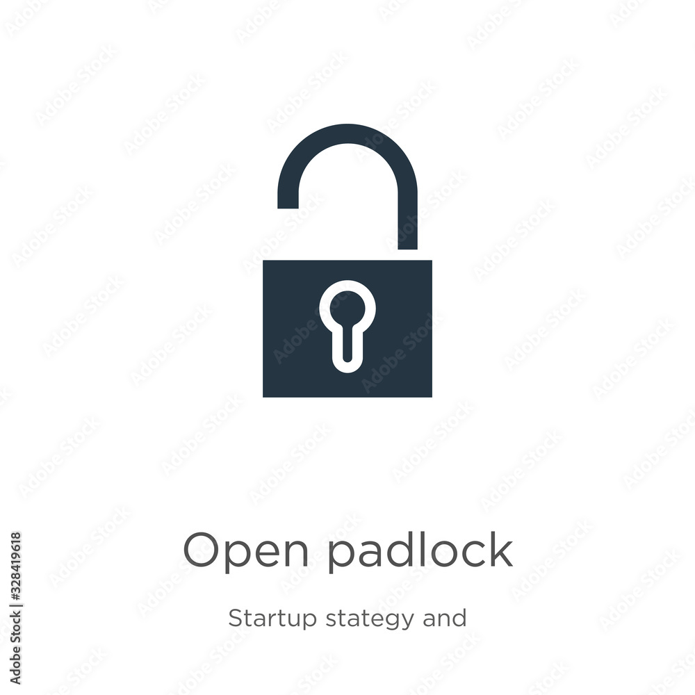 Poster open padlock icon vector. trendy flat open padlock icon from startup stategy and success collection 