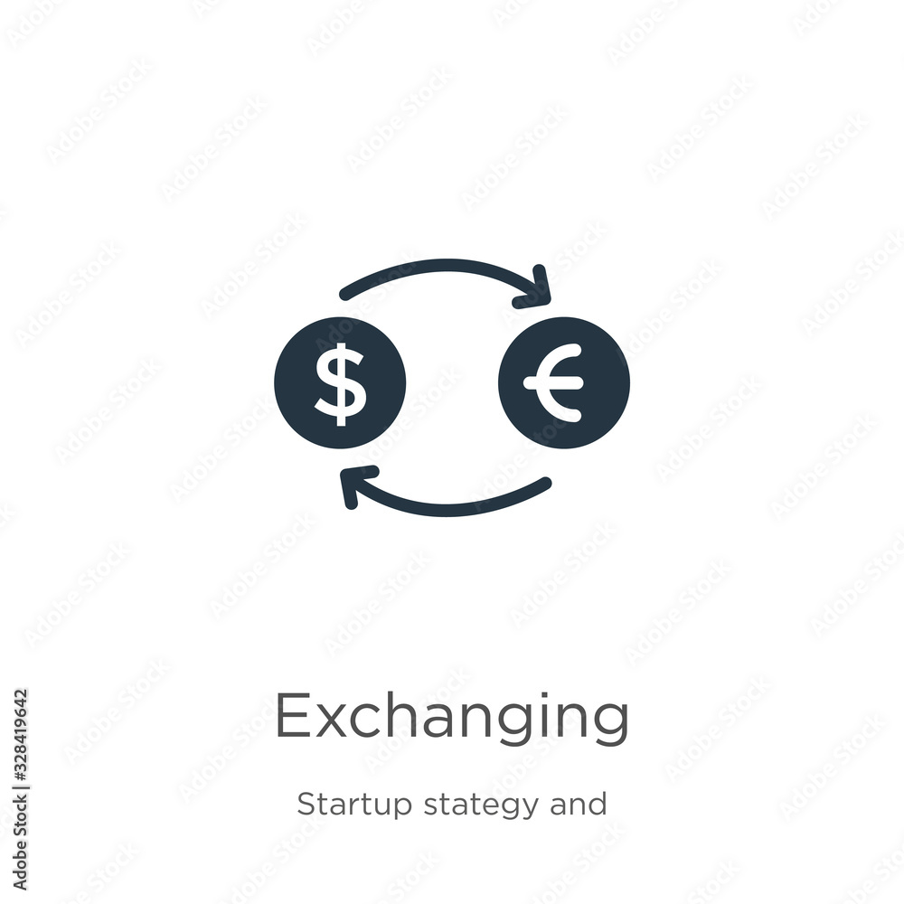 Poster exchanging icon vector. trendy flat exchanging icon from startup stategy and success collection isol