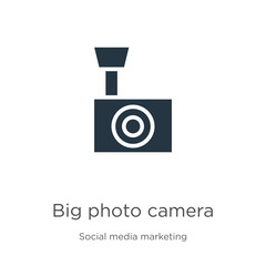 Big photo camera icon vector. Trendy flat big photo camera icon from social media collection isolated on white background. Vector illustration can be used for web and mobile graphic design, logo,