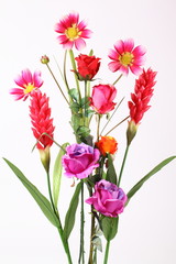 Closeup of artificial flower bouquet.
