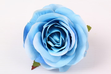 Blue colorful textile rose closeup
