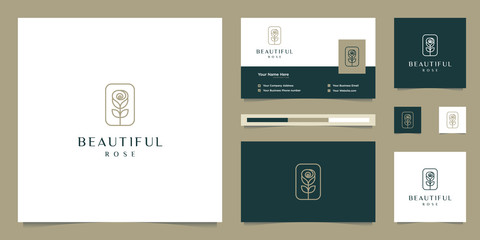 elegant flower rose beauty, yoga and spa. logo design and business card