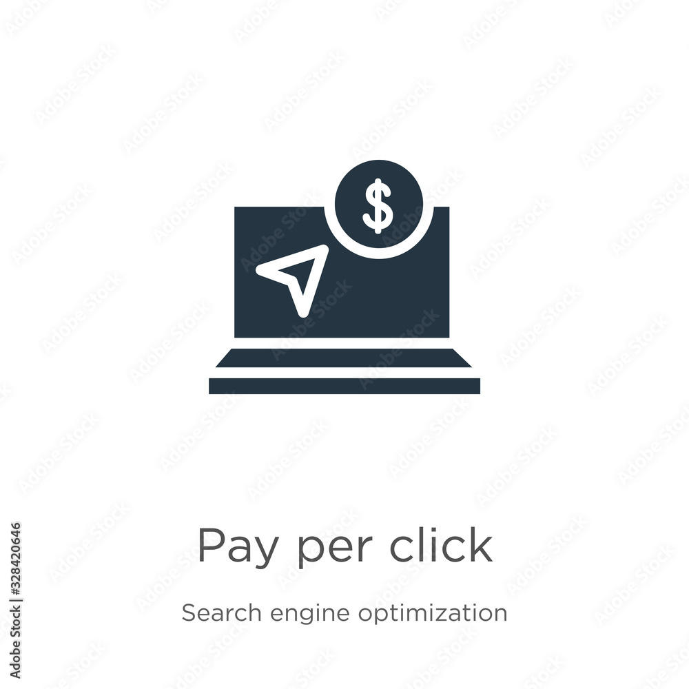 Aufkleber pay per click icon vector. trendy flat pay per click icon from search engine optimization collection
