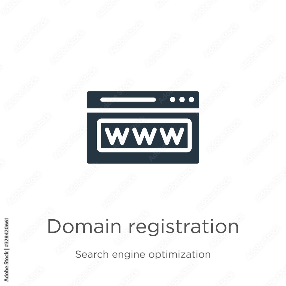 Aufkleber domain registration icon vector. trendy flat domain registration icon from search engine optimizatio