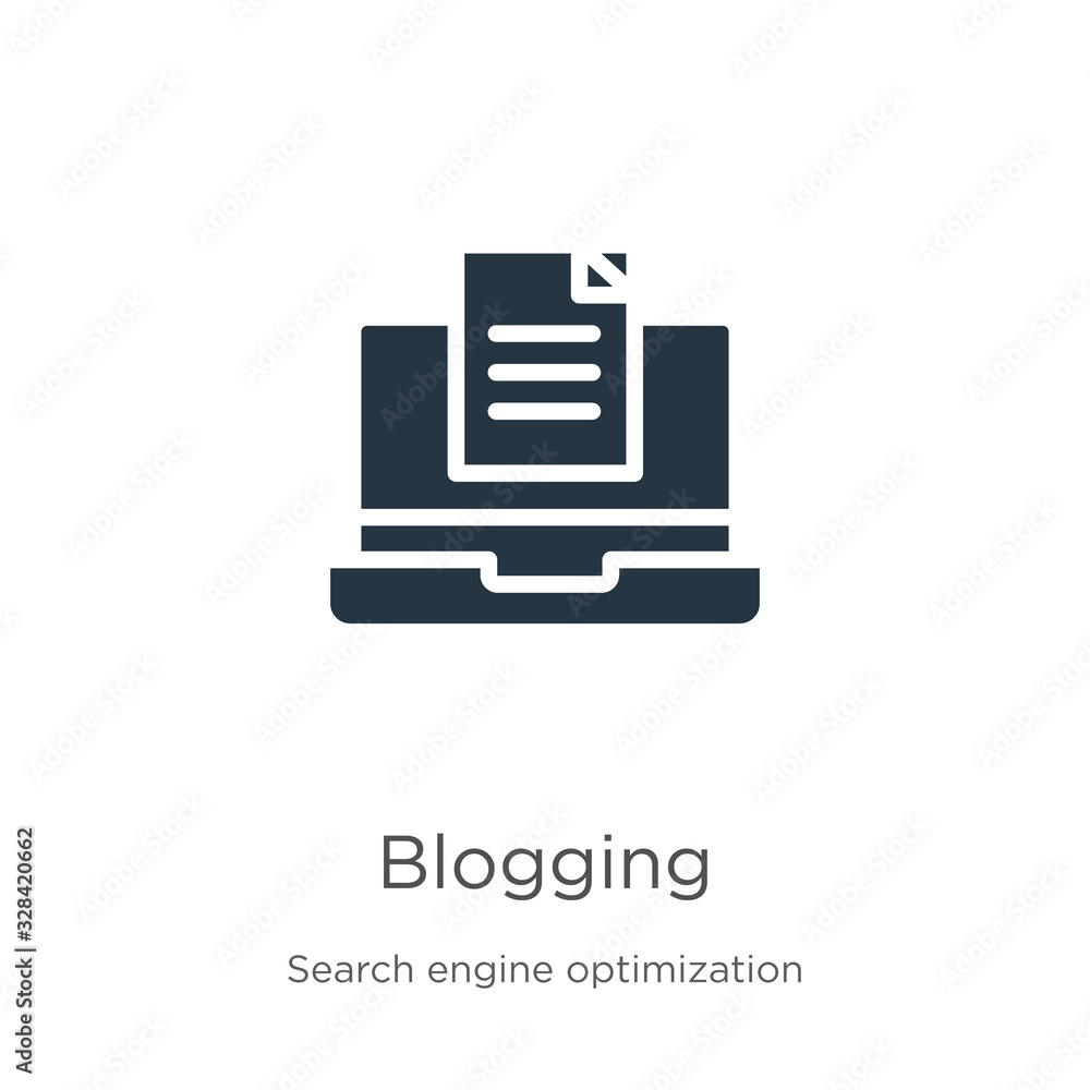Poster blogging icon vector. trendy flat blogging icon from search engine optimization collection isolated 