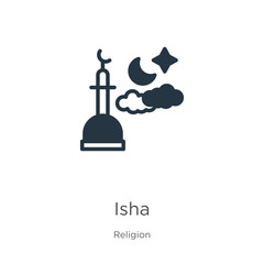 Isha icon vector. Trendy flat isha icon from religion collection isolated on white background. Vector illustration can be used for web and mobile graphic design, logo, eps10