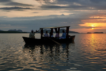 A morning cruise with local gondola of Thung Yee Peng, Ko Lanta, Krabi, Thailand.