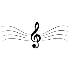 Musical design element with treble clef, vector illustration.