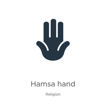 Hamsa hand icon vector. Trendy flat hamsa hand icon from religion collection isolated on white background. Vector illustration can be used for web and mobile graphic design, logo, eps10