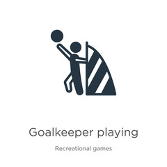 Goalkeeper playing icon vector. Trendy flat goalkeeper playing icon from recreational games collection isolated on white background. Vector illustration can be used for web and mobile graphic design,