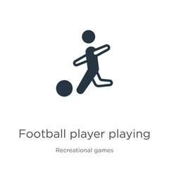 Football player playing icon vector. Trendy flat football player playing icon from recreational games collection isolated on white background. Vector illustration can be used for web and mobile