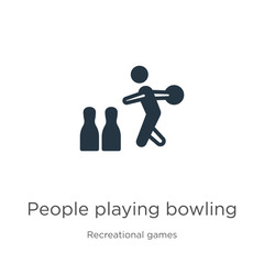 People playing bowling icon vector. Trendy flat people playing bowling icon from recreational games collection isolated on white background. Vector illustration can be used for web and mobile graphic