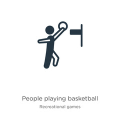 People playing basketball icon vector. Trendy flat people playing basketball icon from recreational games collection isolated on white background. Vector illustration can be used for web and mobile