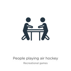 People playing air hockey icon vector. Trendy flat people playing air hockey icon from recreational games collection isolated on white background. Vector illustration can be used for web and mobile