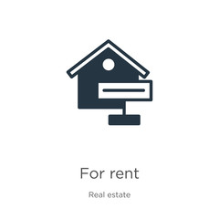For rent icon vector. Trendy flat for rent icon from real estate collection isolated on white background. Vector illustration can be used for web and mobile graphic design, logo, eps10