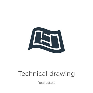 Technical drawing icon vector. Trendy flat technical drawing icon from real estate collection isolated on white background. Vector illustration can be used for web and mobile graphic design, logo,