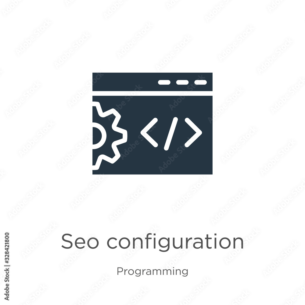 Poster seo configuration icon vector. trendy flat seo configuration icon from programming collection isolat