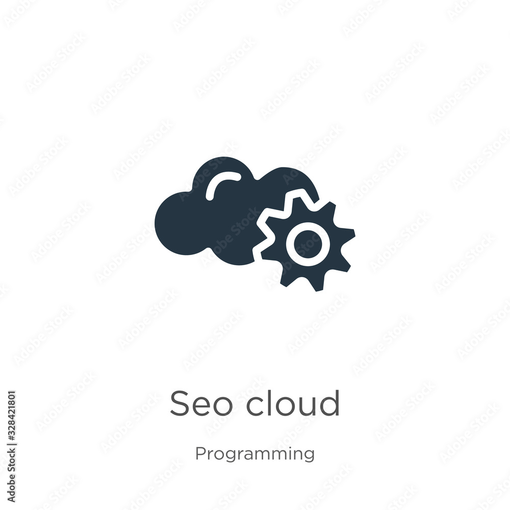 Poster seo cloud icon vector. trendy flat seo cloud icon from programming collection isolated on white back